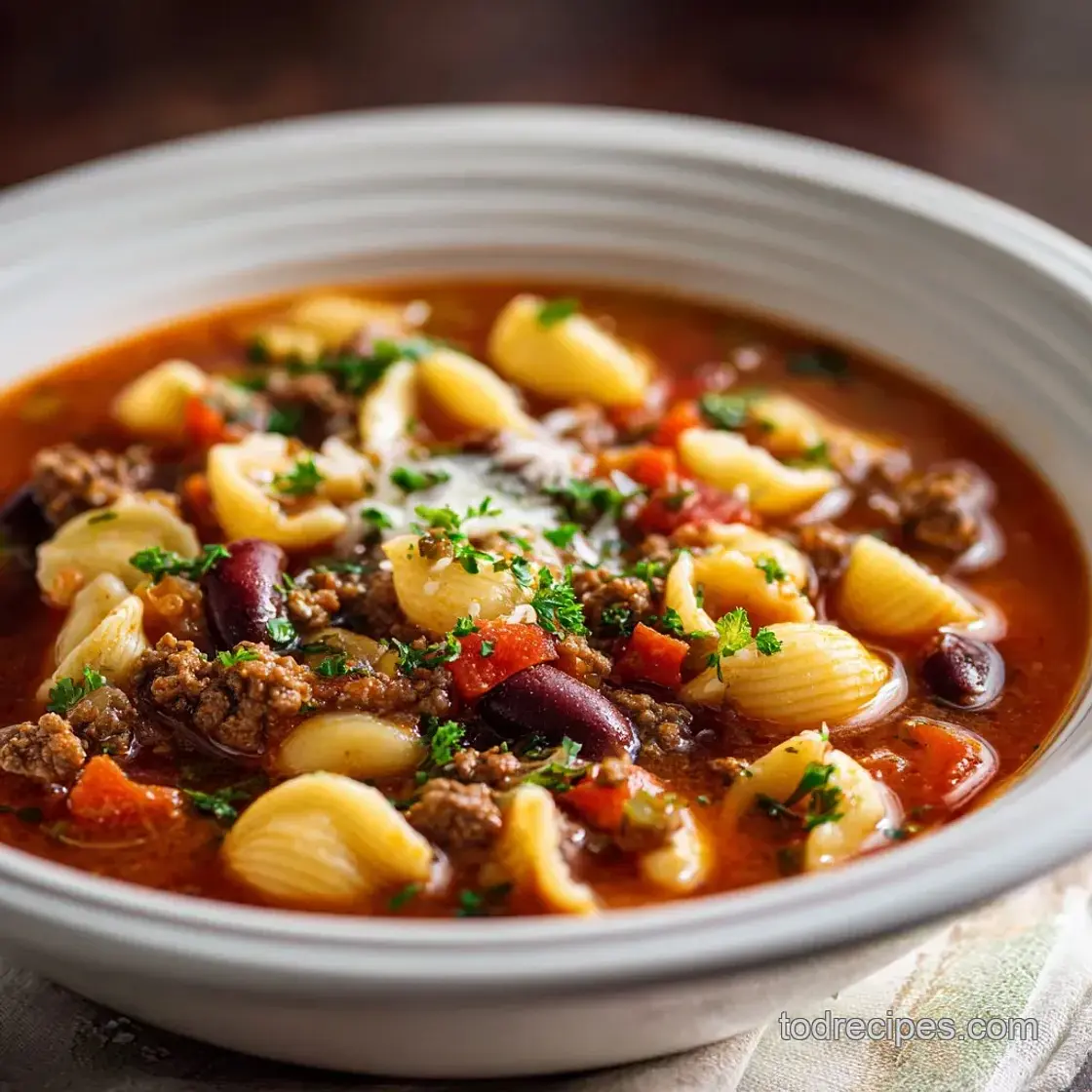 Olive Garden Pasta Fagioli Slow Cooker Recipe with Ground Beef