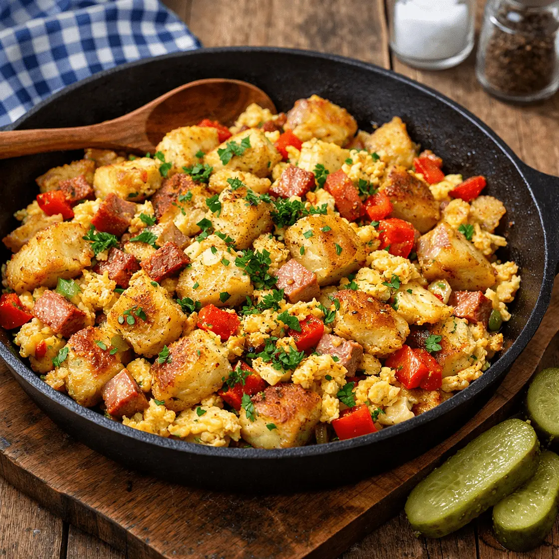 Bauernpfanne mit Kartoffelknödelstückchen