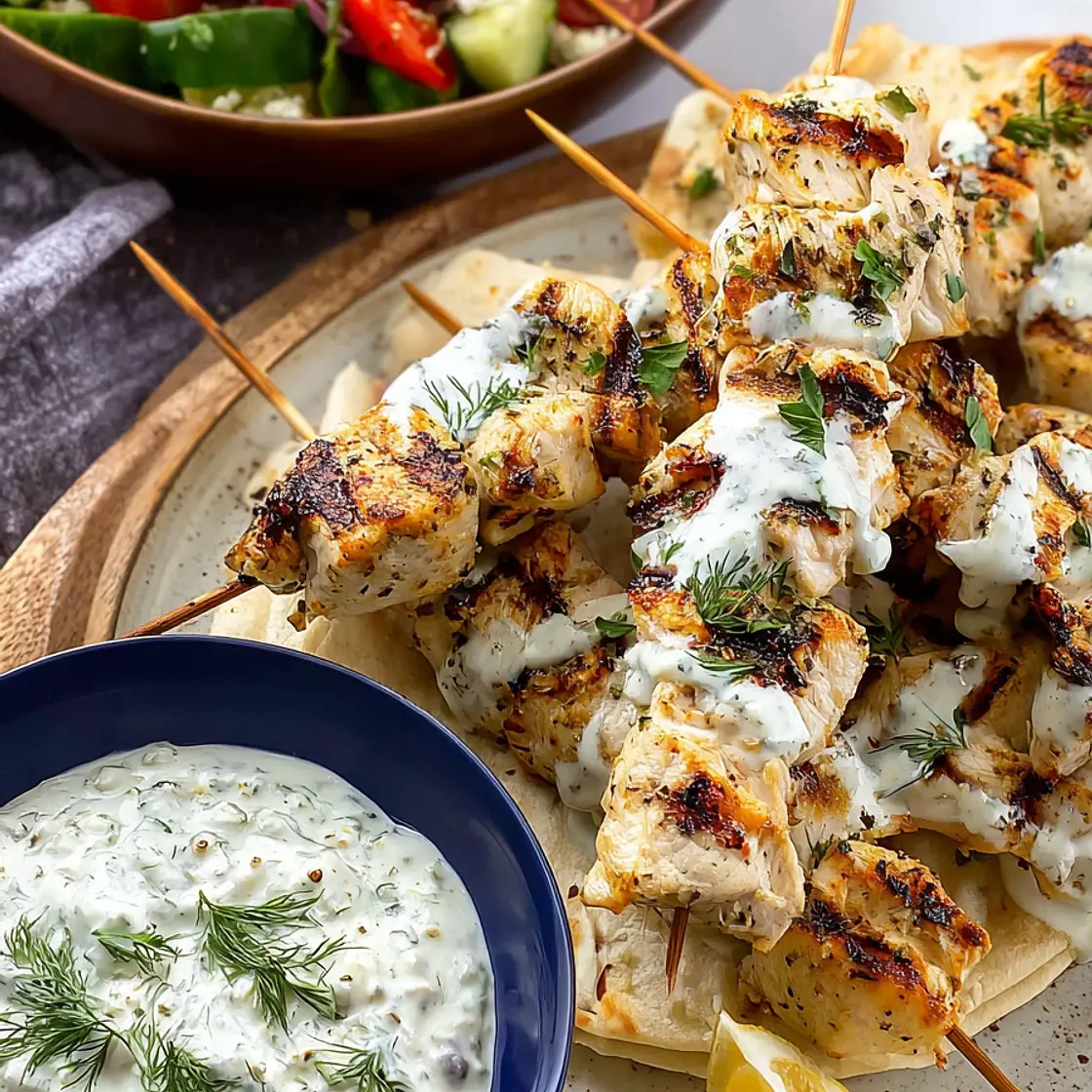 Chicken Souvlaki with Creamy Tzatziki Sauce