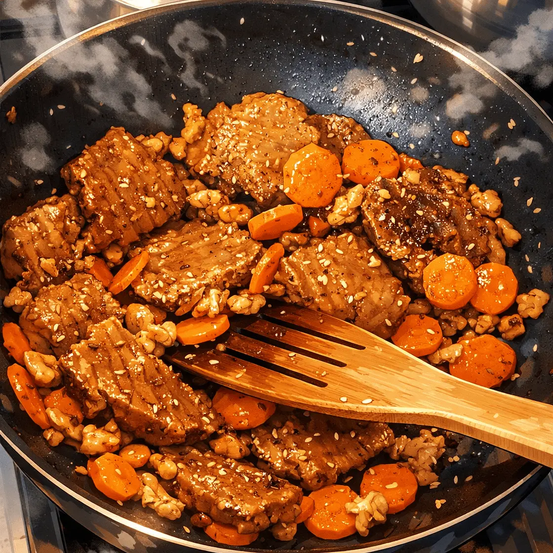 Seitán y zanahorias salteadas de Cajún
