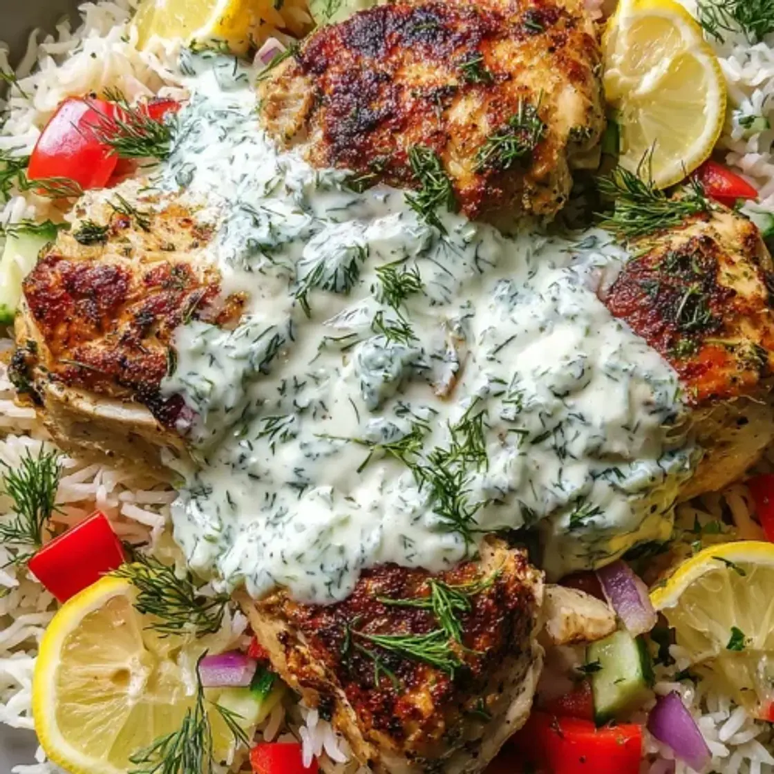 Dump-and-Bake Chicken Tzatziki with Rice