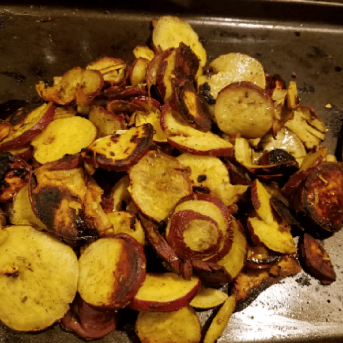 Roasted Curry Sweet Potatoes and Garlic