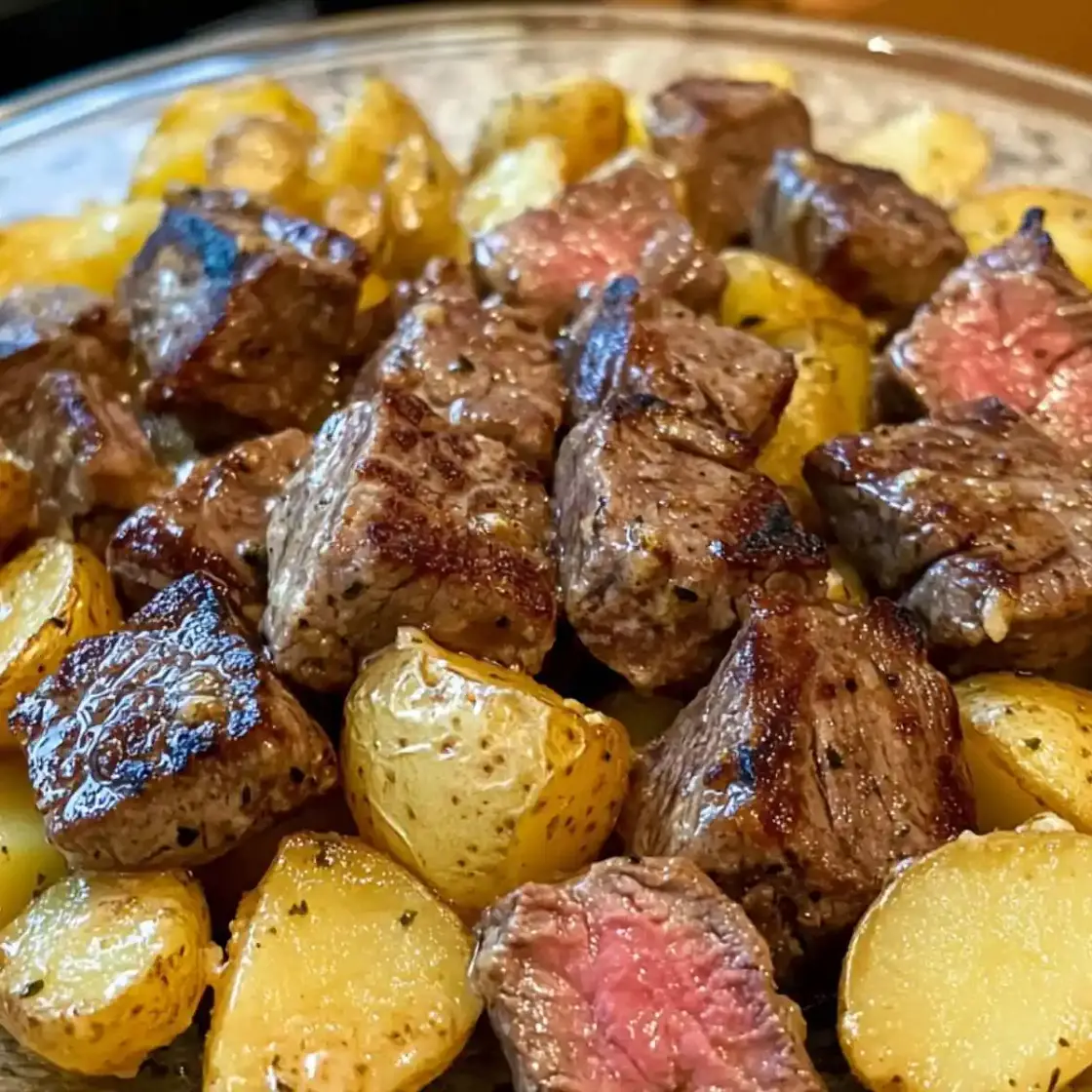 Garlic Butter Steak Bites and Potatoes