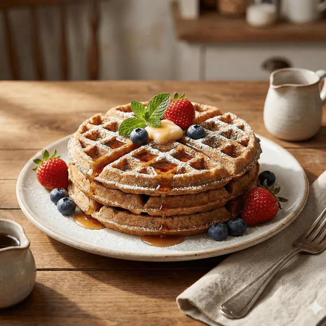 🧇 High-Protein Tofu–Oat Recovery Waffles