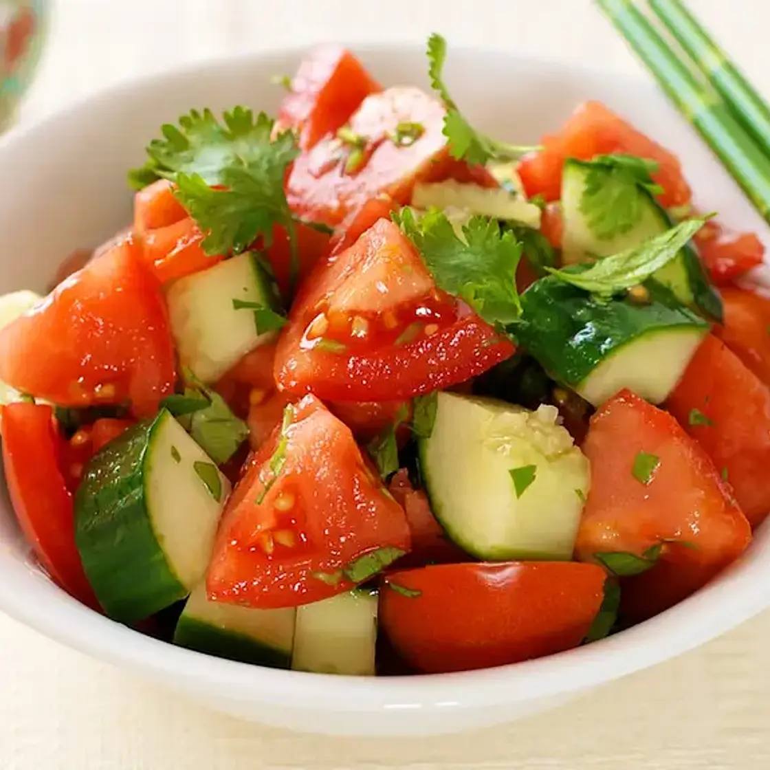 Cucumber Tomato Salad with Soy-Sesame Dressing
