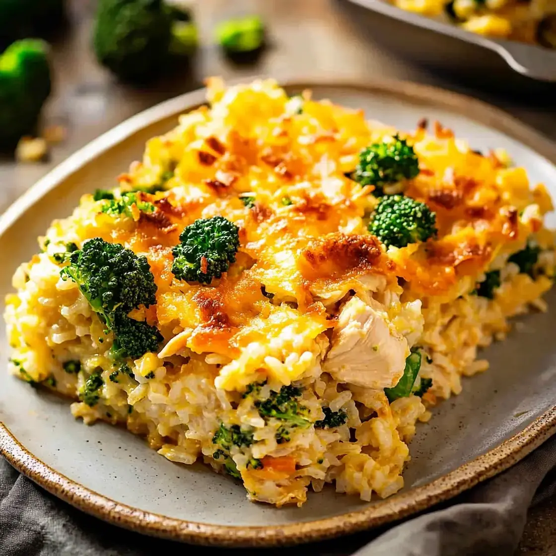 Chicken Broccoli Rice Casserole Easy Cozy Weeknight Dinner