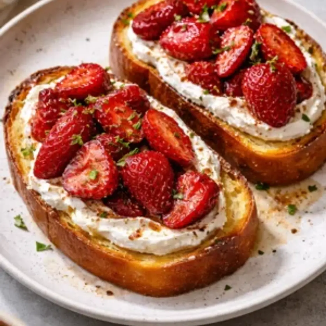 Roasted Strawberry Whipped Ricotta Toast