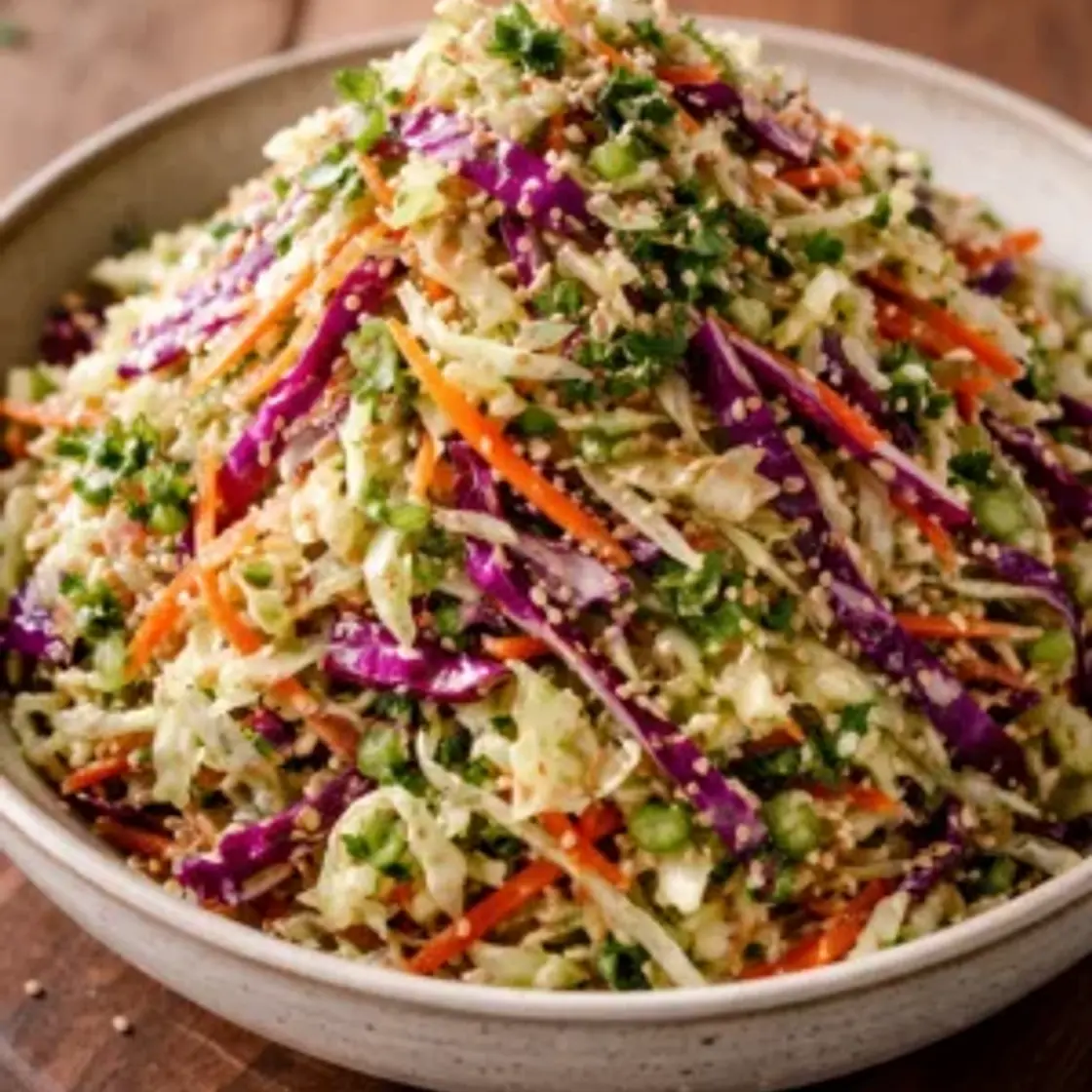 Crunchy Asian Cabbage Slaw with Addictive Sesame Dressing