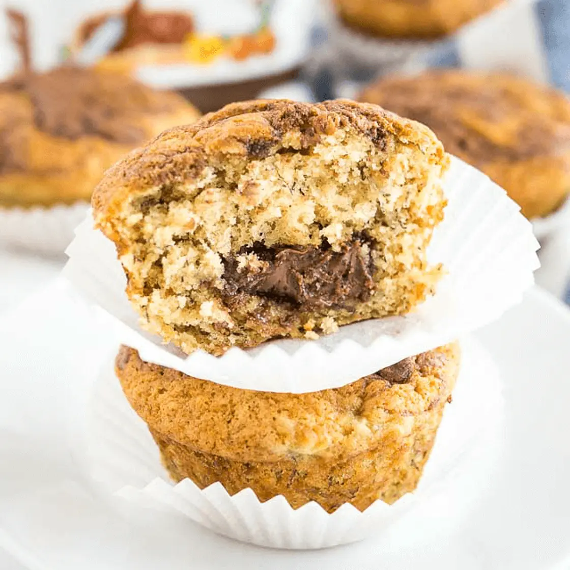 Nutella Stuffed Banana Muffins