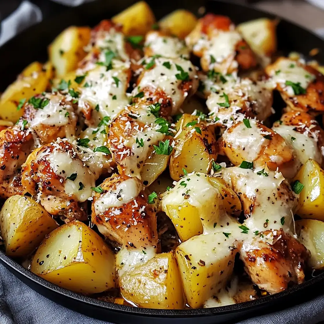Garlic Parmesan Chicken and Potatoes Skillet Easy Weeknight Dinner
