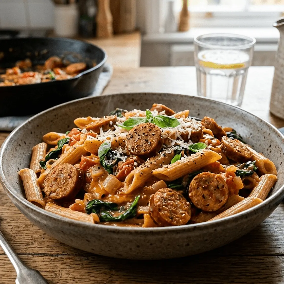 Wholewheat Spicy Sausage Pasta