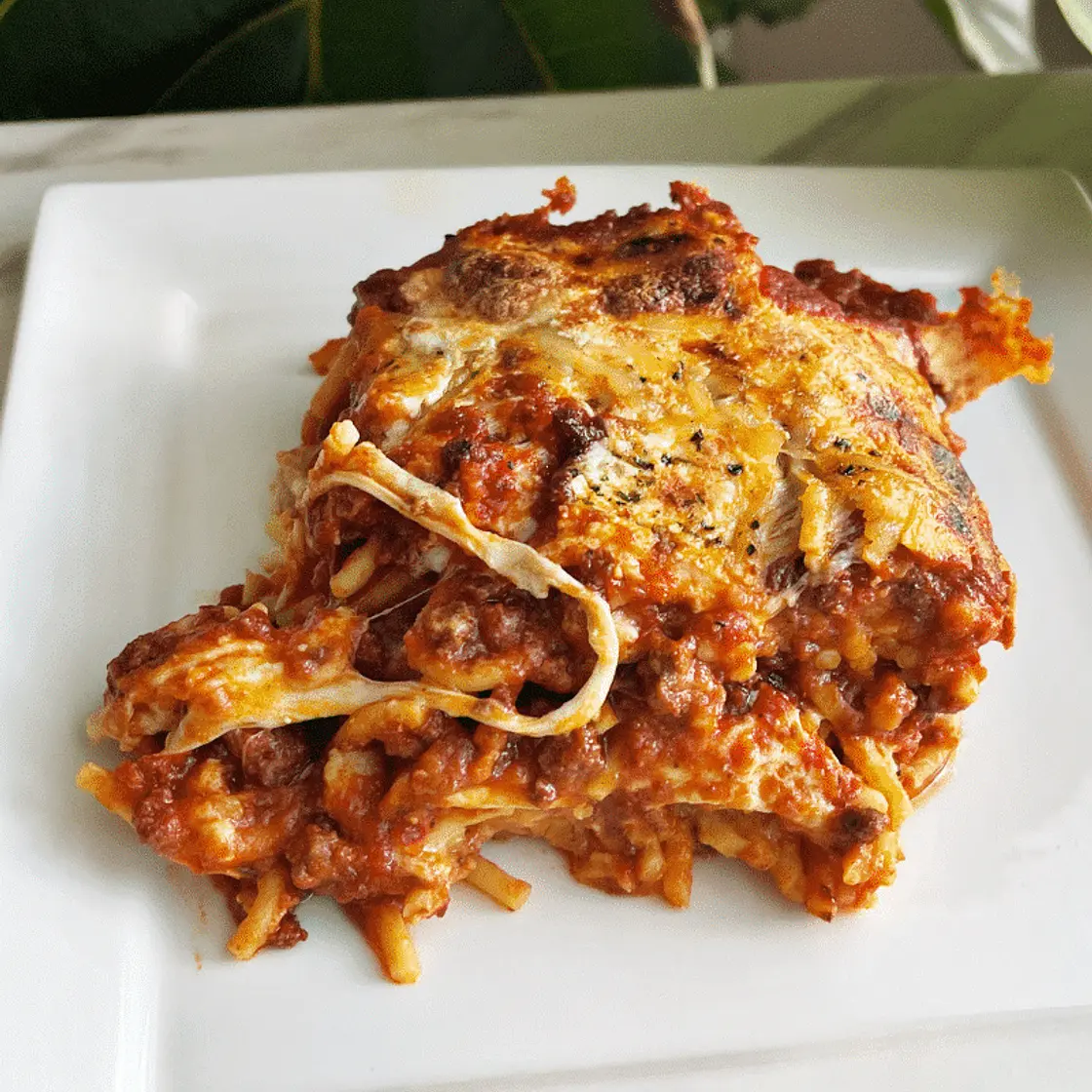 Three-Cheese Baked Spaghetti