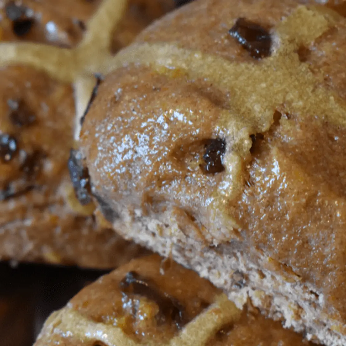 Sourdough Hot Cross Buns with Fresh Milled Flour
