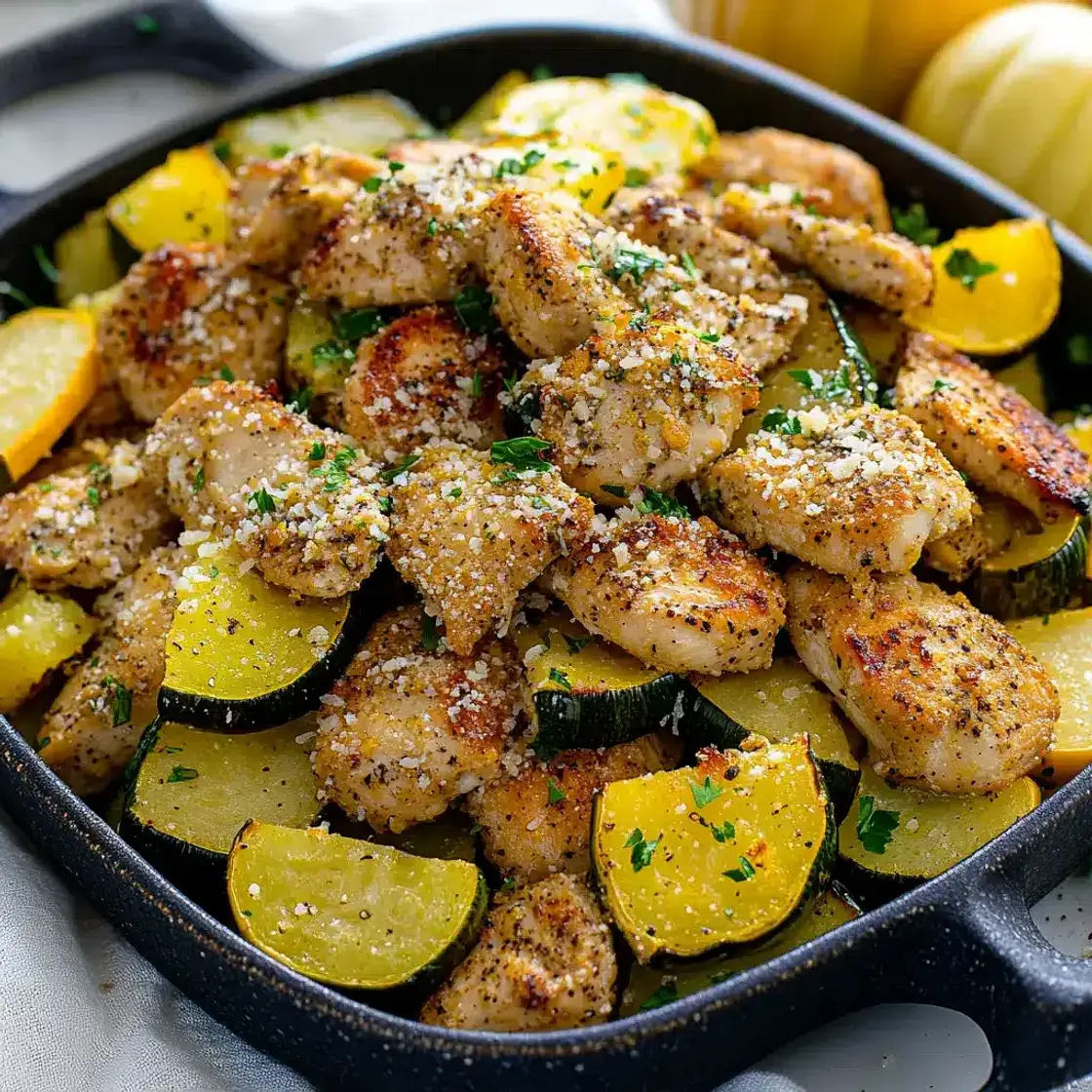 Lemon Parmesan Chicken Zucchini and Squash Easy Weeknight Meal