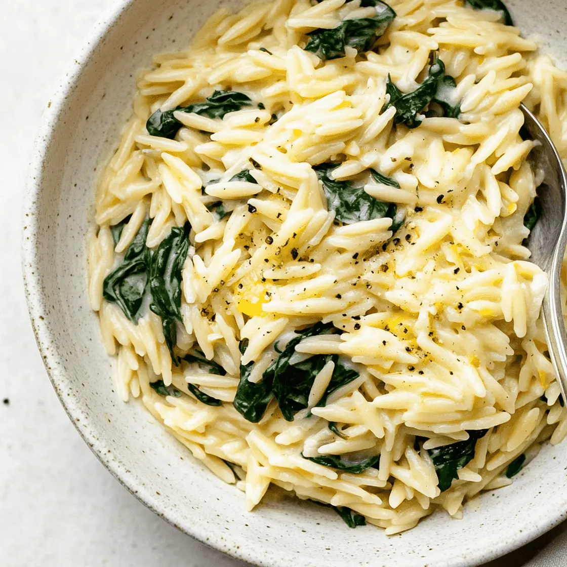 Creamy Lemon Pepper Orzo with Spinach & Parmesan — Chompions
