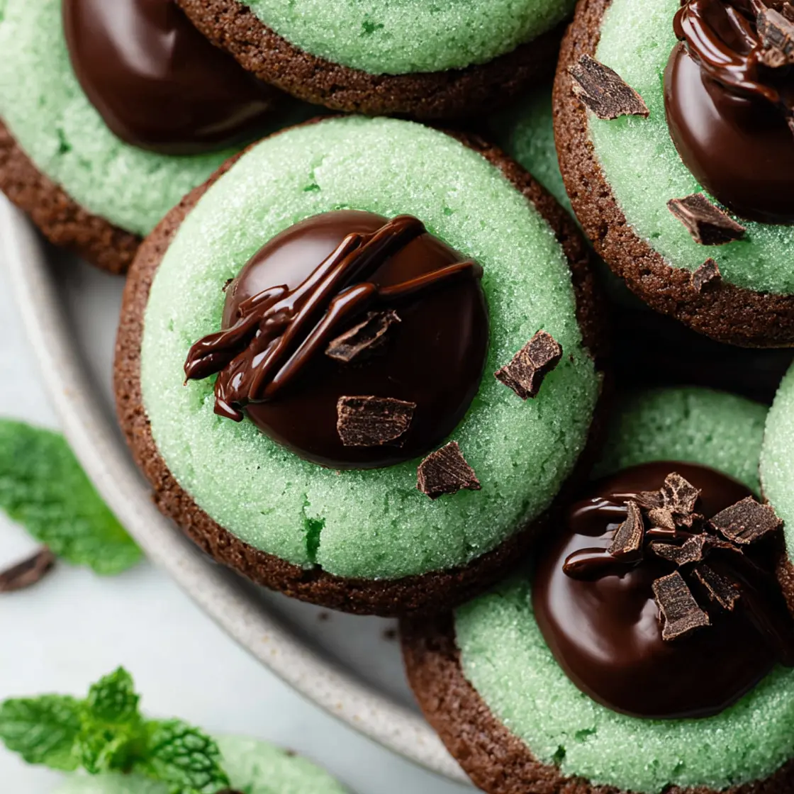 Chocolate Mint Thumbprint Cookie Recipe