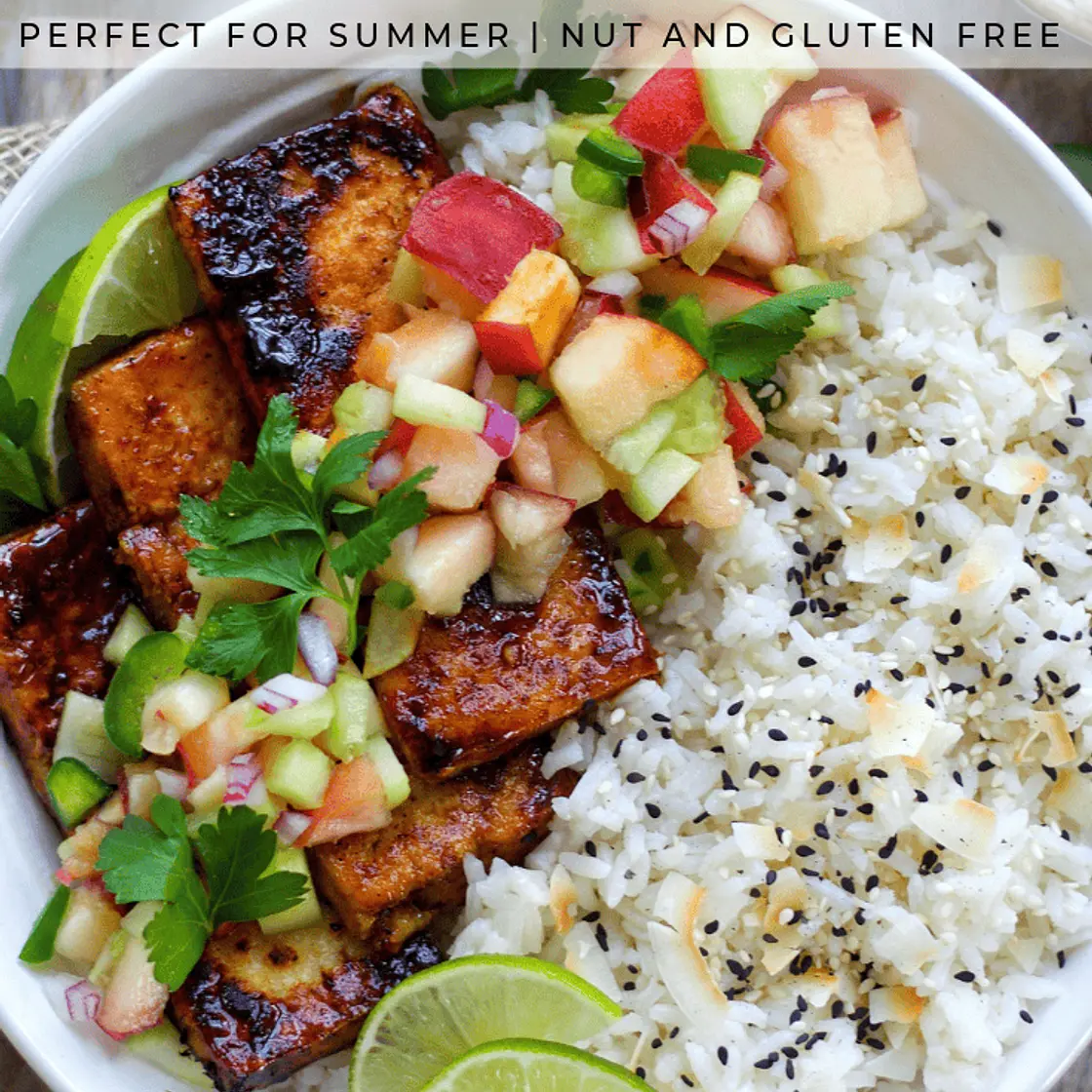Sticky Chili Lime Tofu with Coconut Rice