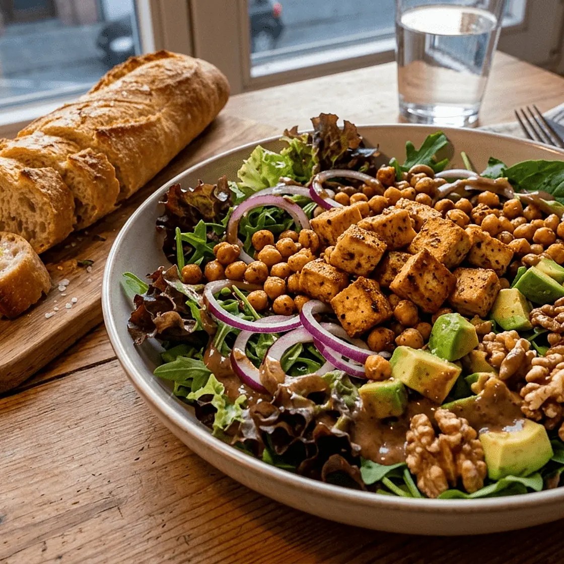 Salat-Mix mit Tofu & Kichererbsen