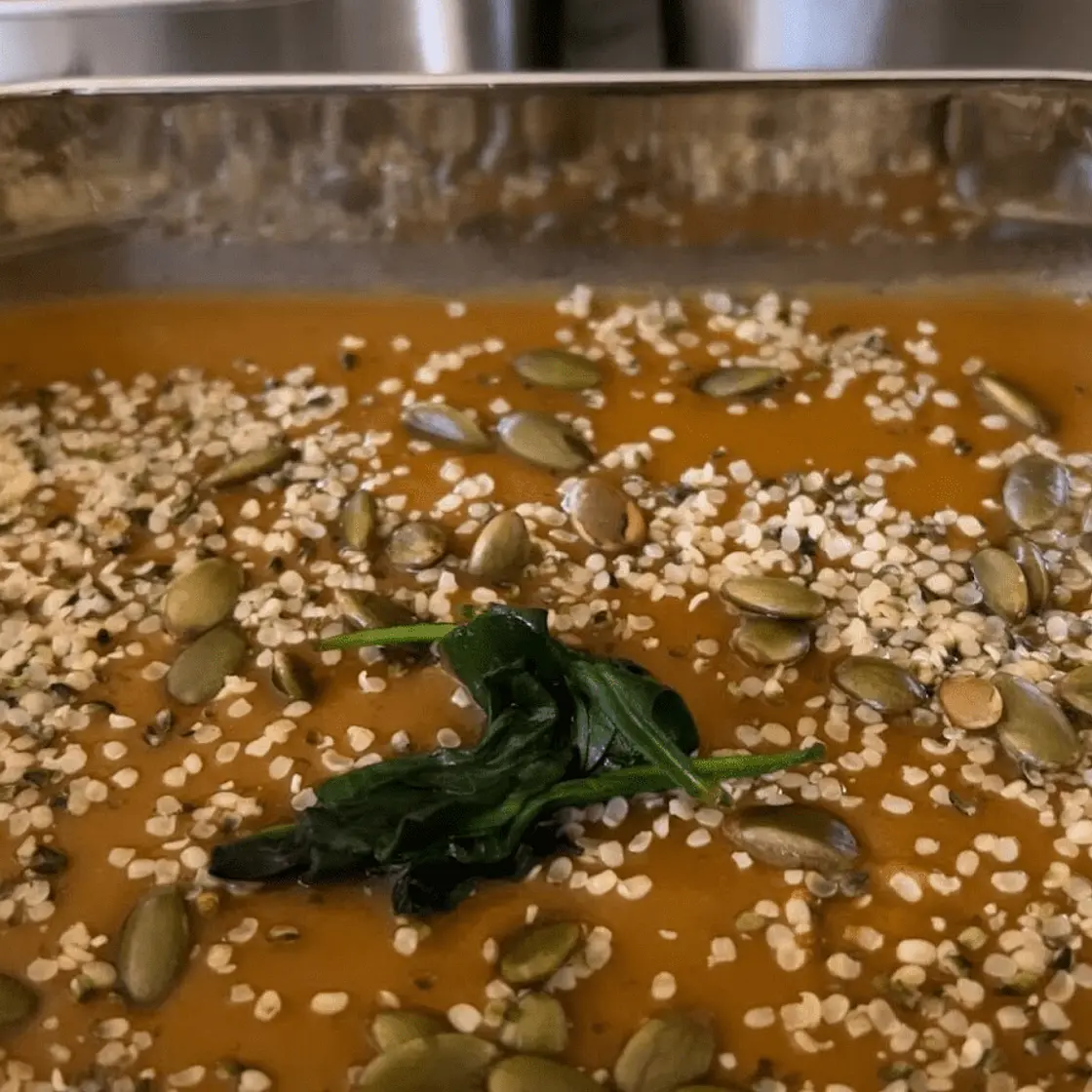 Butternut Squash Soup with Roasted Apples and Carrots