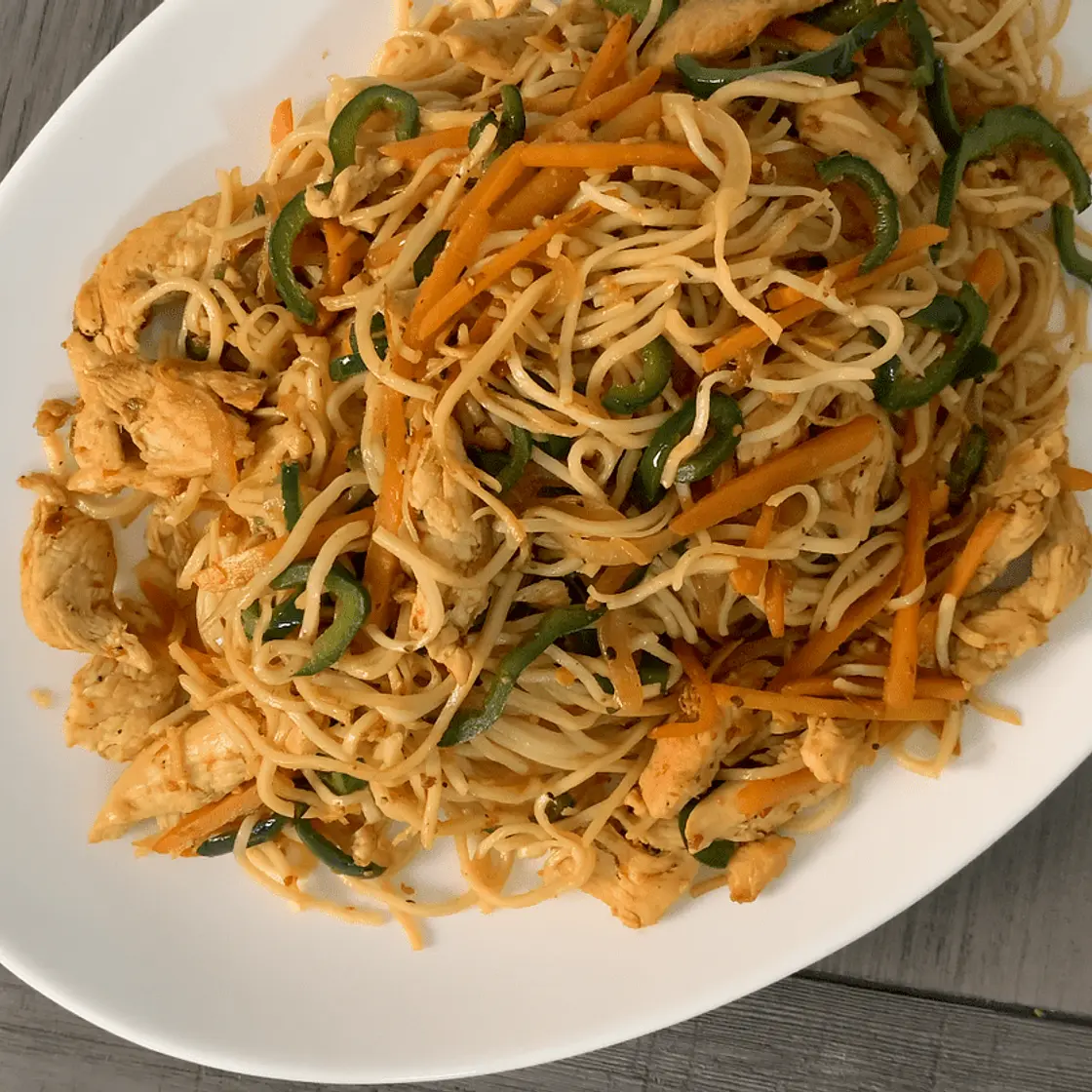 Indo-Chinese Chicken Hakka Noodles — Cooking with Anadi