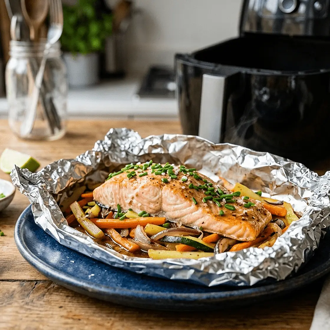 Salmón al papillote en freidora de aire (Air Fryer)