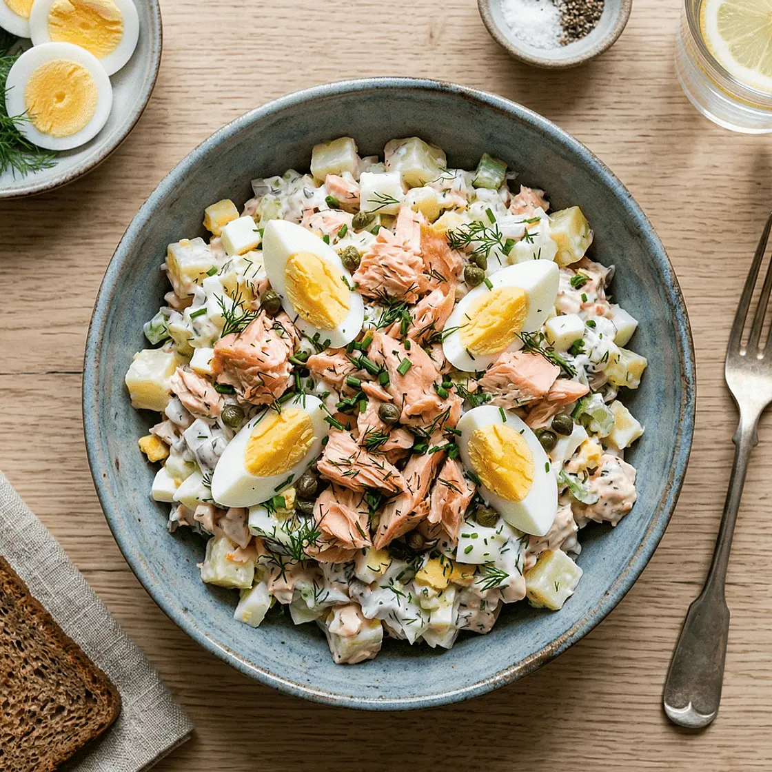 Ensaladilla de Huevo y Salmón saludable