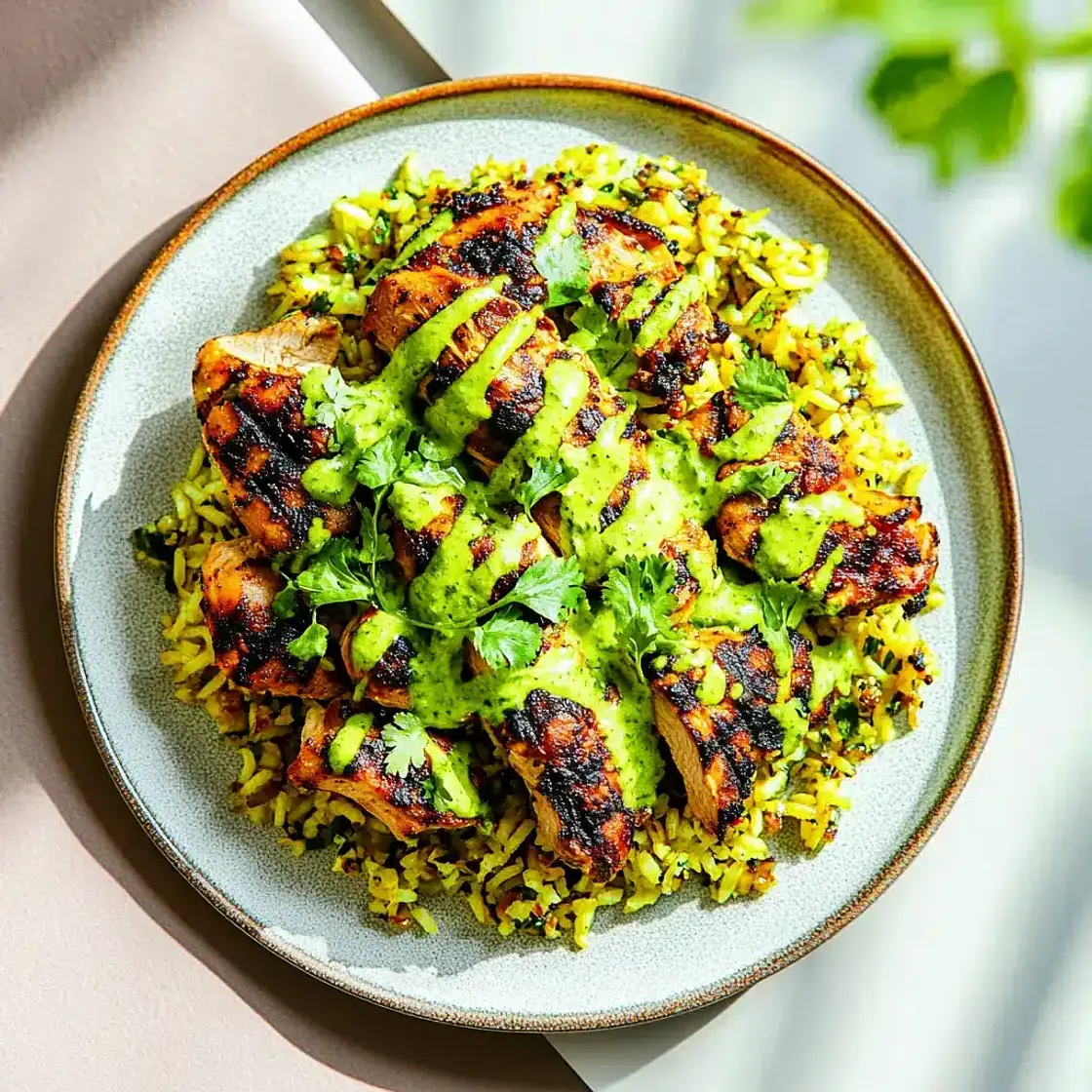 Peruvian Chicken and Rice Green Sauce Made Irresistible