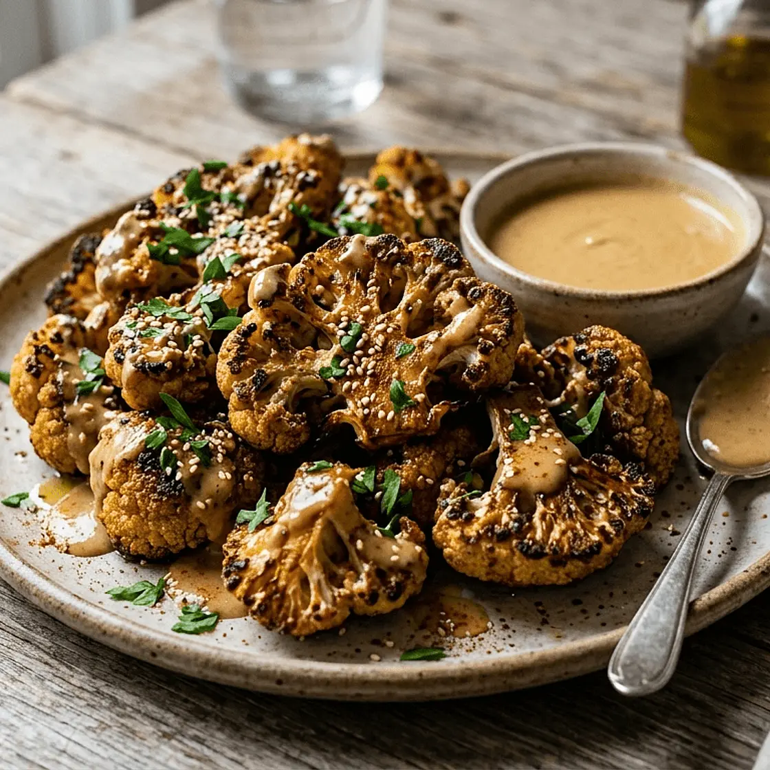 Roasted cauliflower with Brown Butter–Tahini–Lemon Sauce