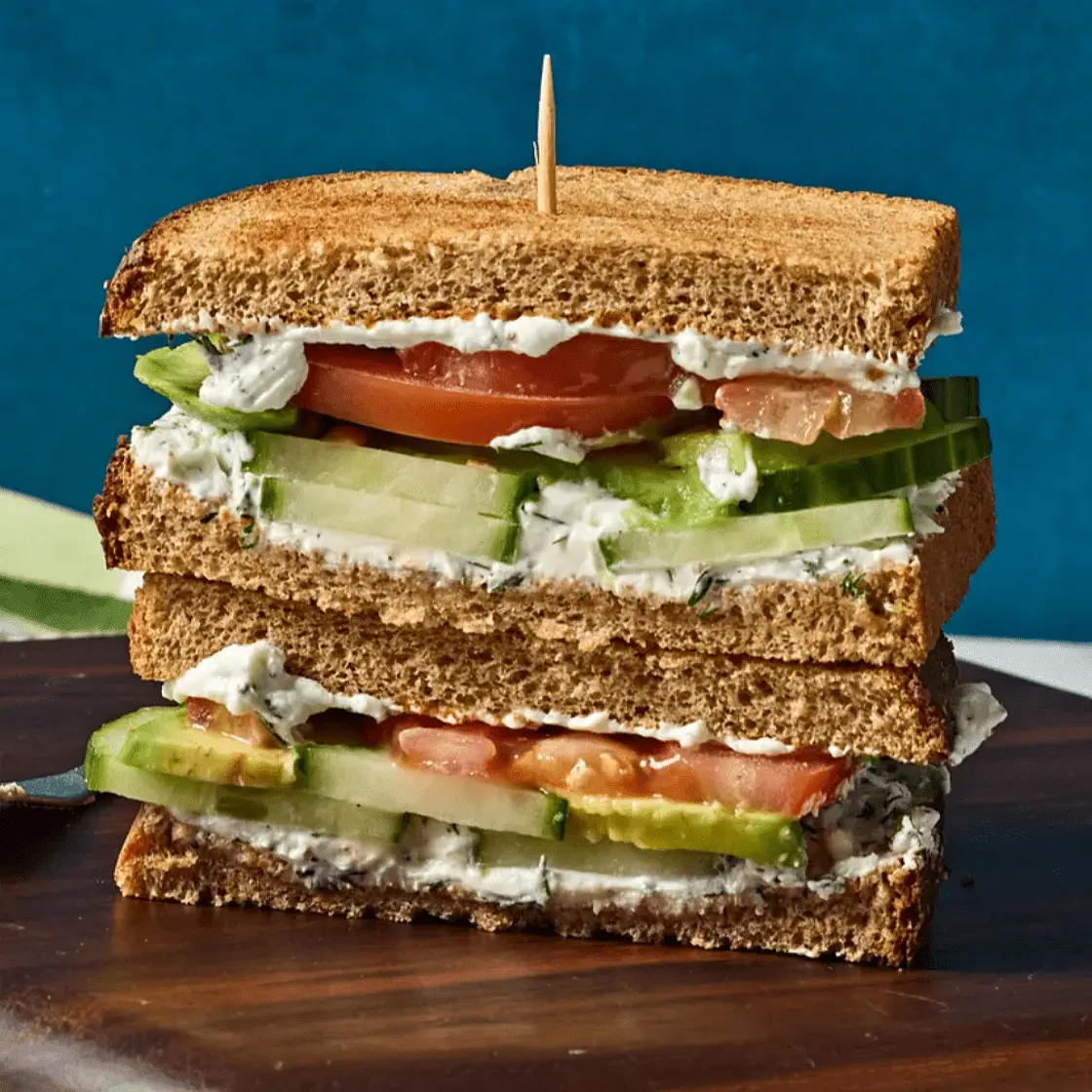 Cucumber, Avocado, Tomato & Goat Cheese Sandwich
