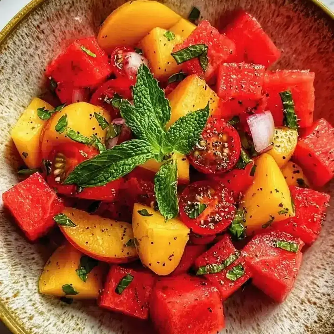 Easy Summer Peach Watermelon Salad
