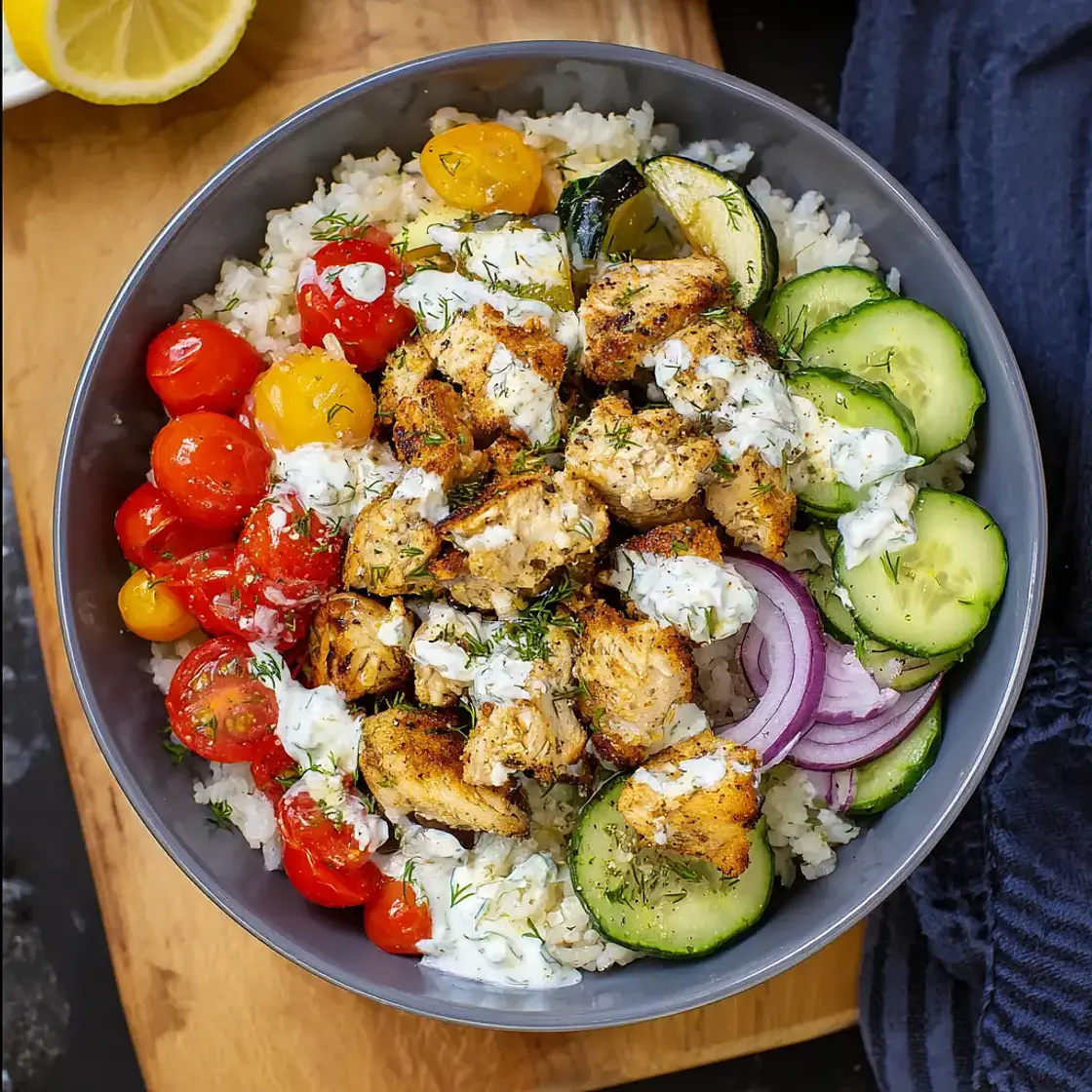 Air Fryer Chicken Tzatziki Bowl Warm and Satisfying Real Fresh Dinner
