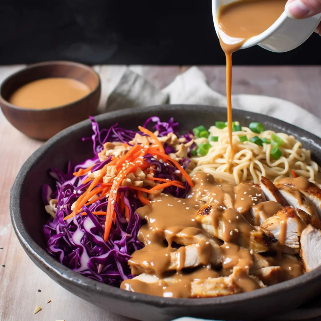 Chicken Satay Noodle Salad with Peanut Sauce
