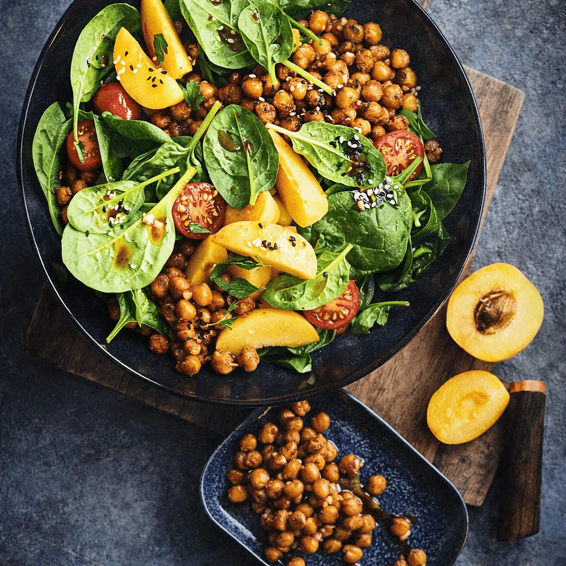 Nordafrikanischer Kichererbsensalat (Aprikose • Spinat • Ras el-Hanout)