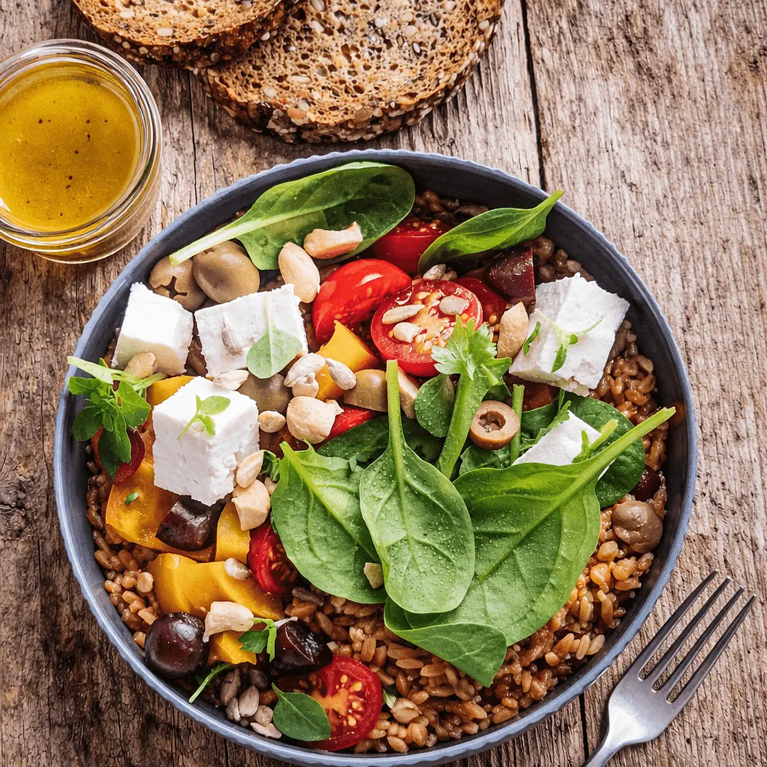 Mediterraner Risoni-Salat (Spinat • Paprika • Feta)
