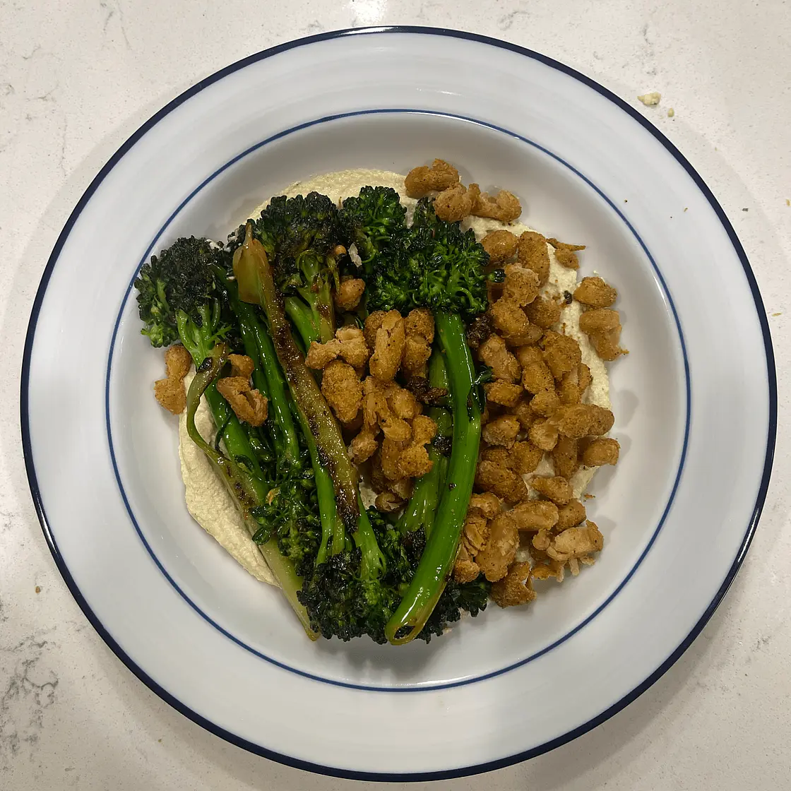 Whipped Tofu Ricotta, Crispy Cannellini Beans and Charred Broccolini