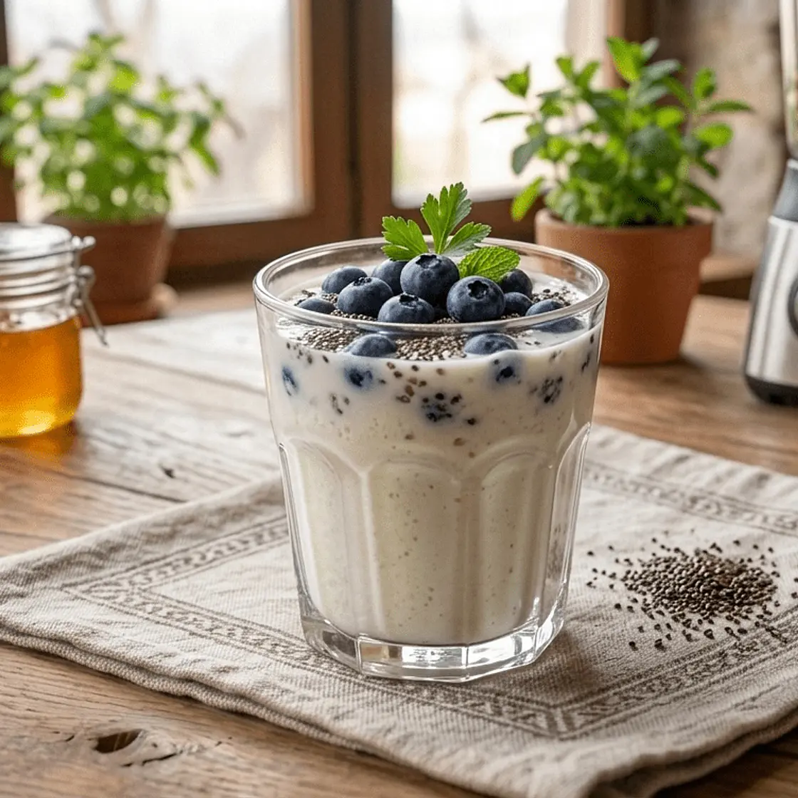 Kefir sa borovnicama i chia sjemenkama