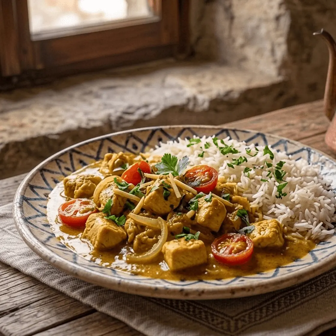 Piletina sa curry sosom i rižom