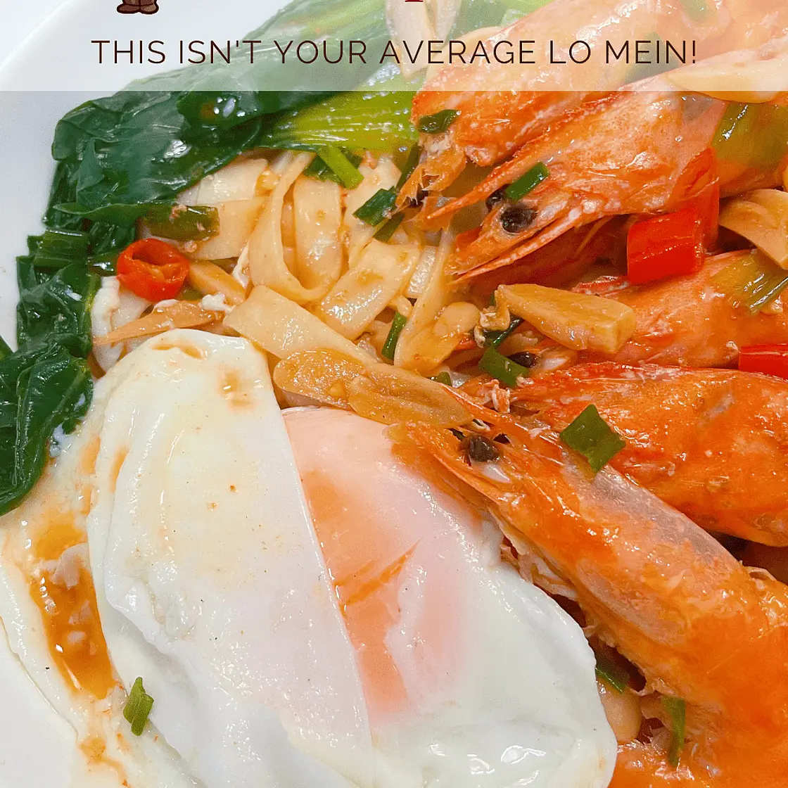 Easy Chinese Braised Shrimp Lo Mein with Soft-Boiled Egg