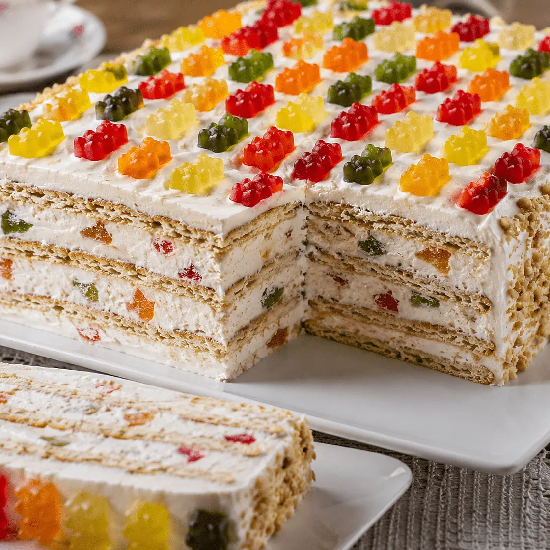 Tvorozhnij tort (Gummiebärchentorte)
