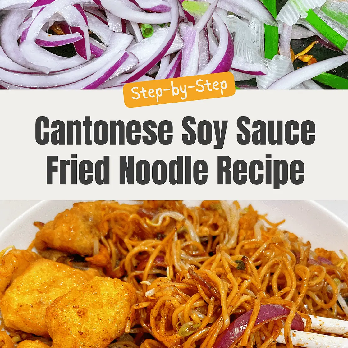 Cantonese Soy Sauce Egg Noodles with Chicken, Tofu & Onion
