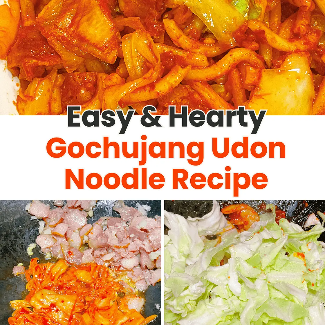 Kimchi Bacon Udon Stir-fry with Cheese