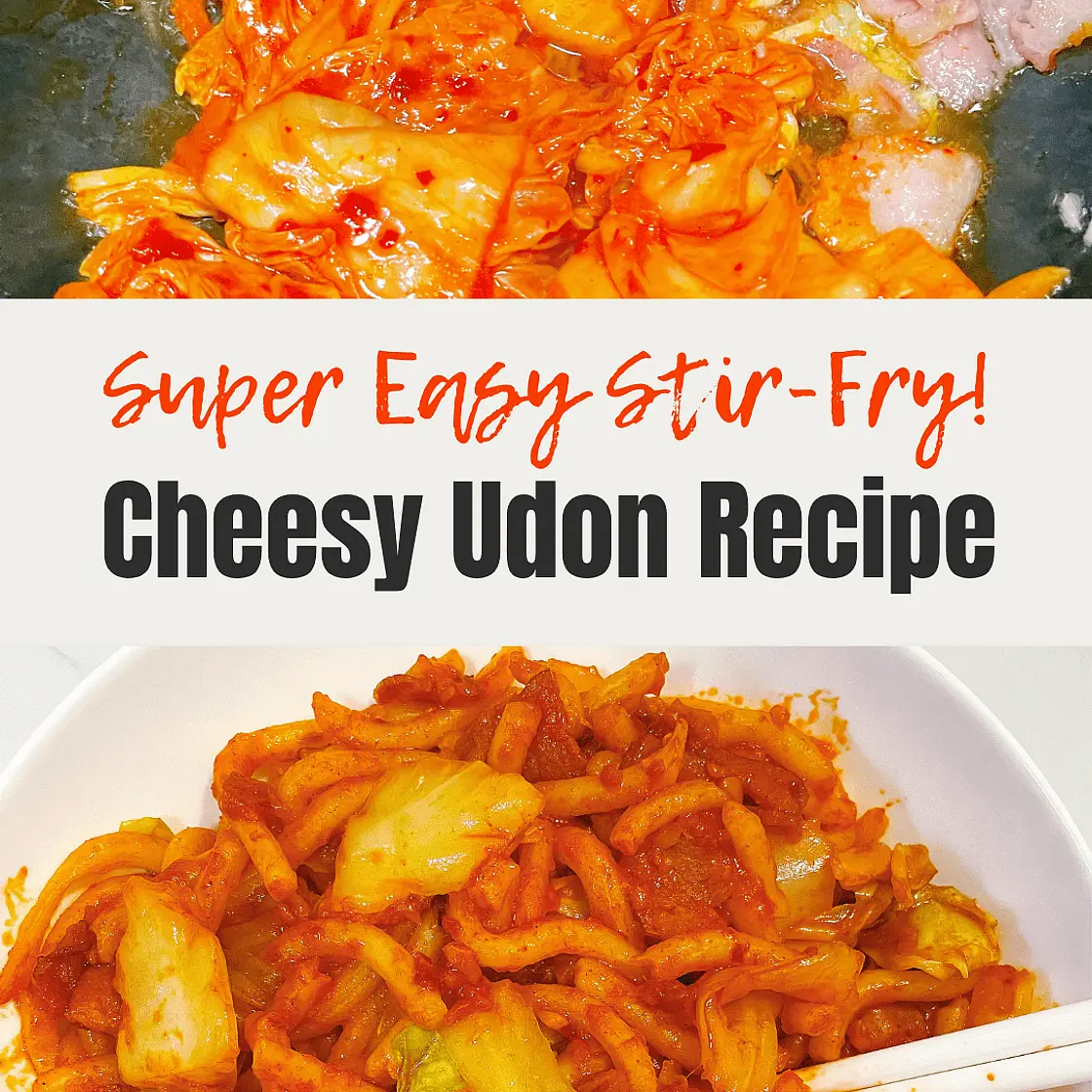 Kimchi Bacon Udon Stir-fry with Cheese