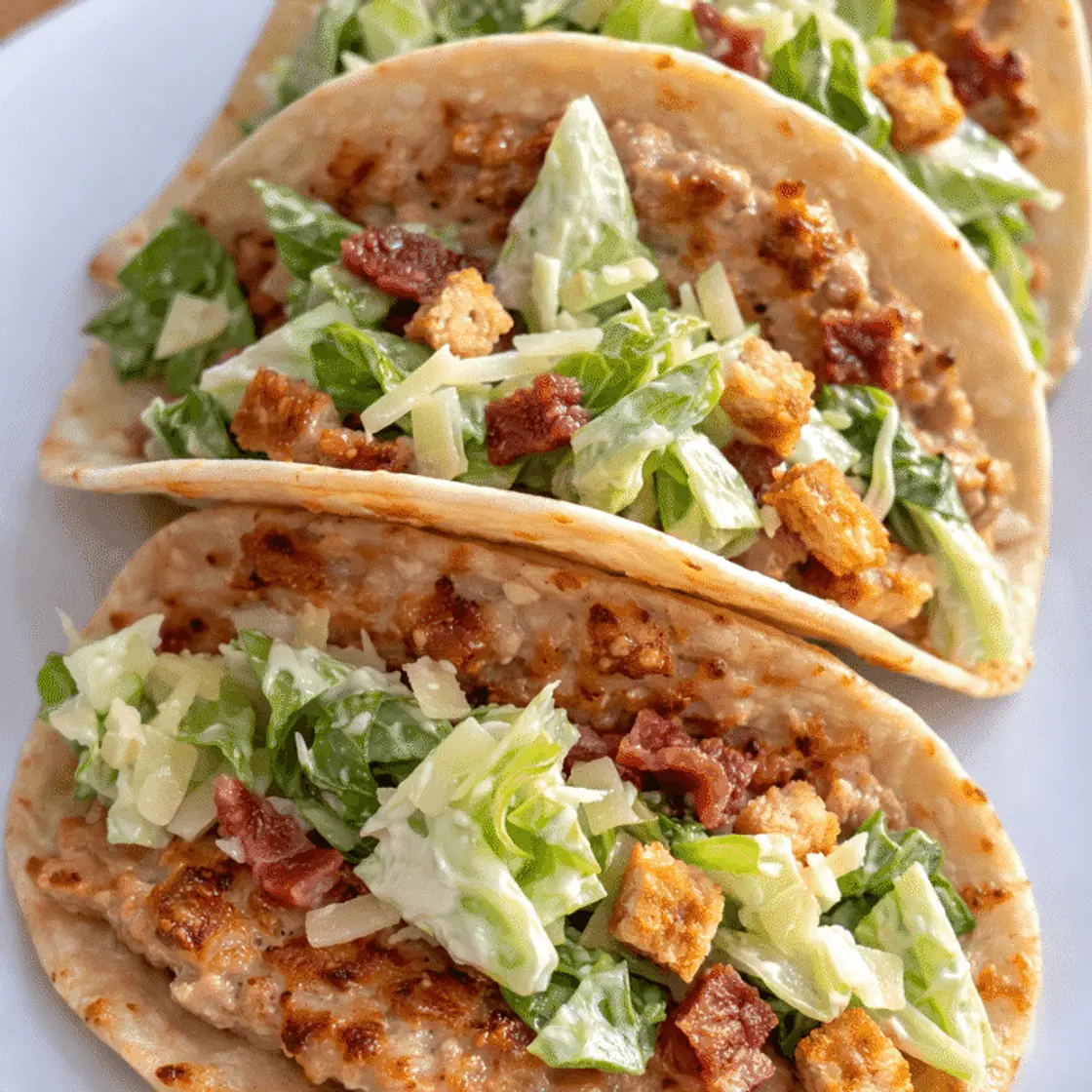 Chicken Caesar Smash Tacos
