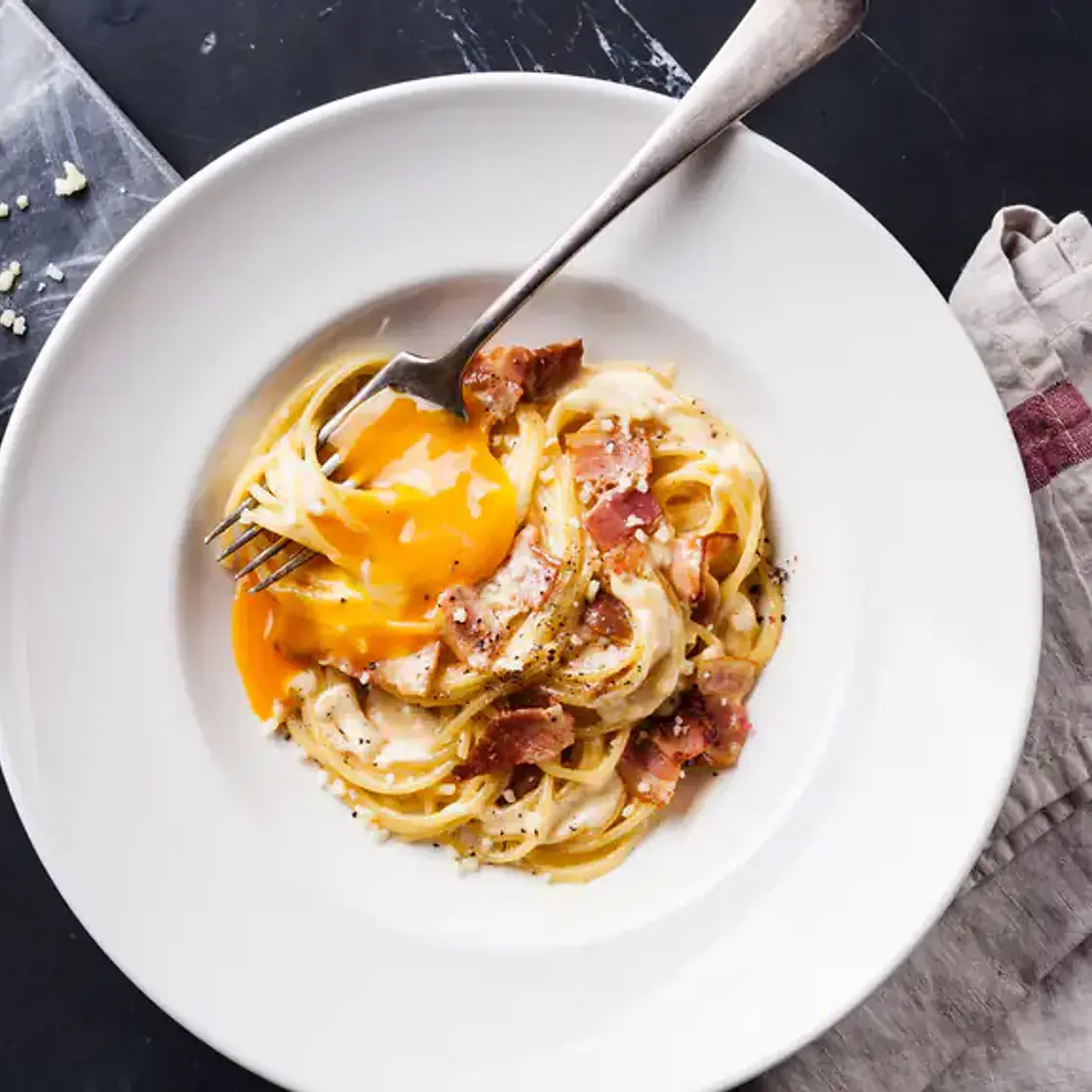 Tagliatelles Carbonara au vinaigre balsamique
