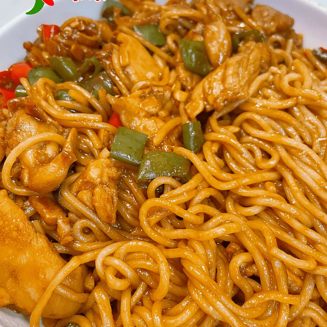 Spicy Double Pepper Chicken Lo Mein Recipe (Mala Flavor)