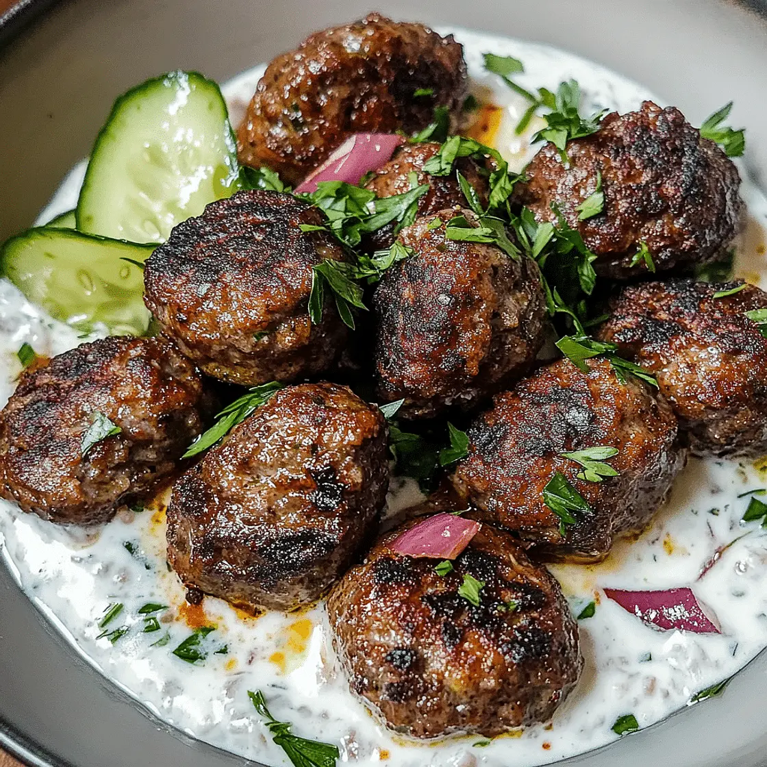 Spiced lamb kofta with cucumber raita & tabbouleh