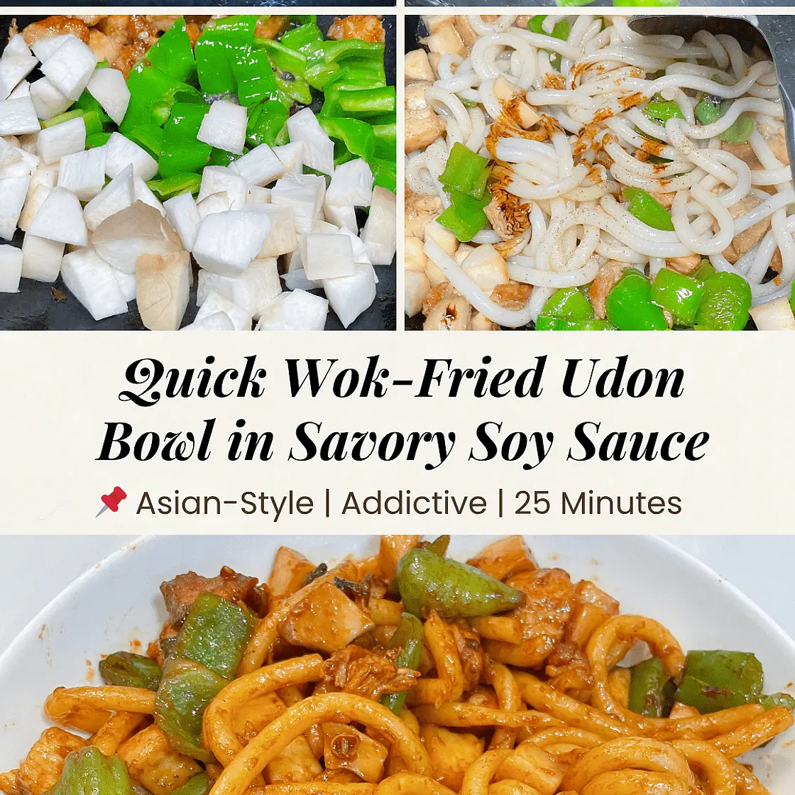 Stir-Fried Chicken and Pepper Udon Noodles