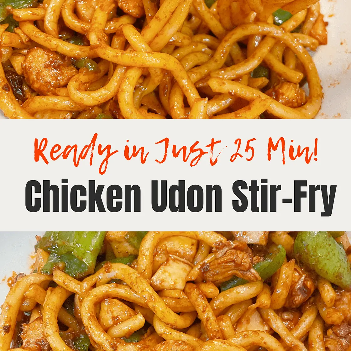 Stir-Fried Chicken and Pepper Udon Noodles