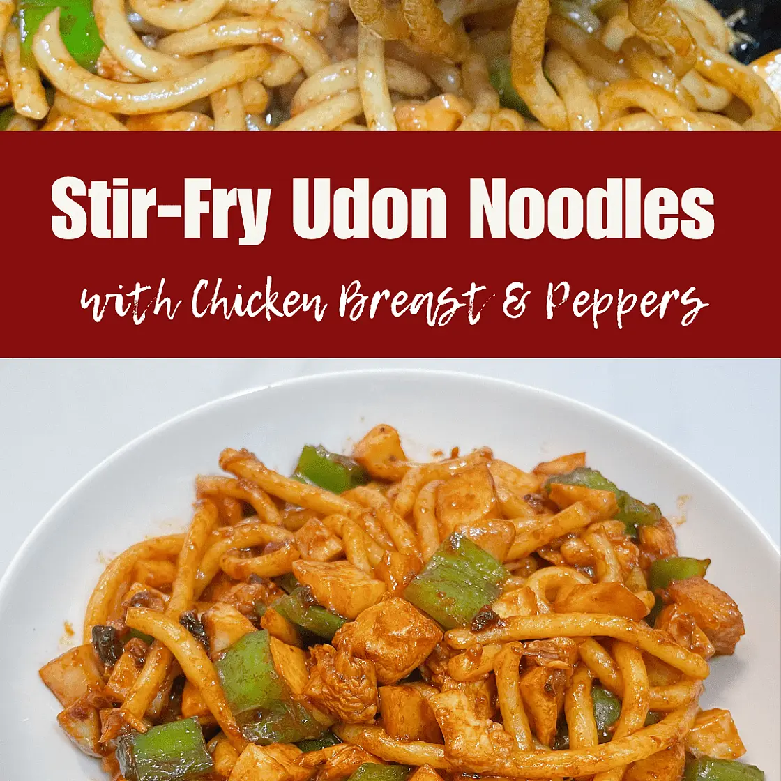 Stir-Fried Chicken and Pepper Udon Noodles