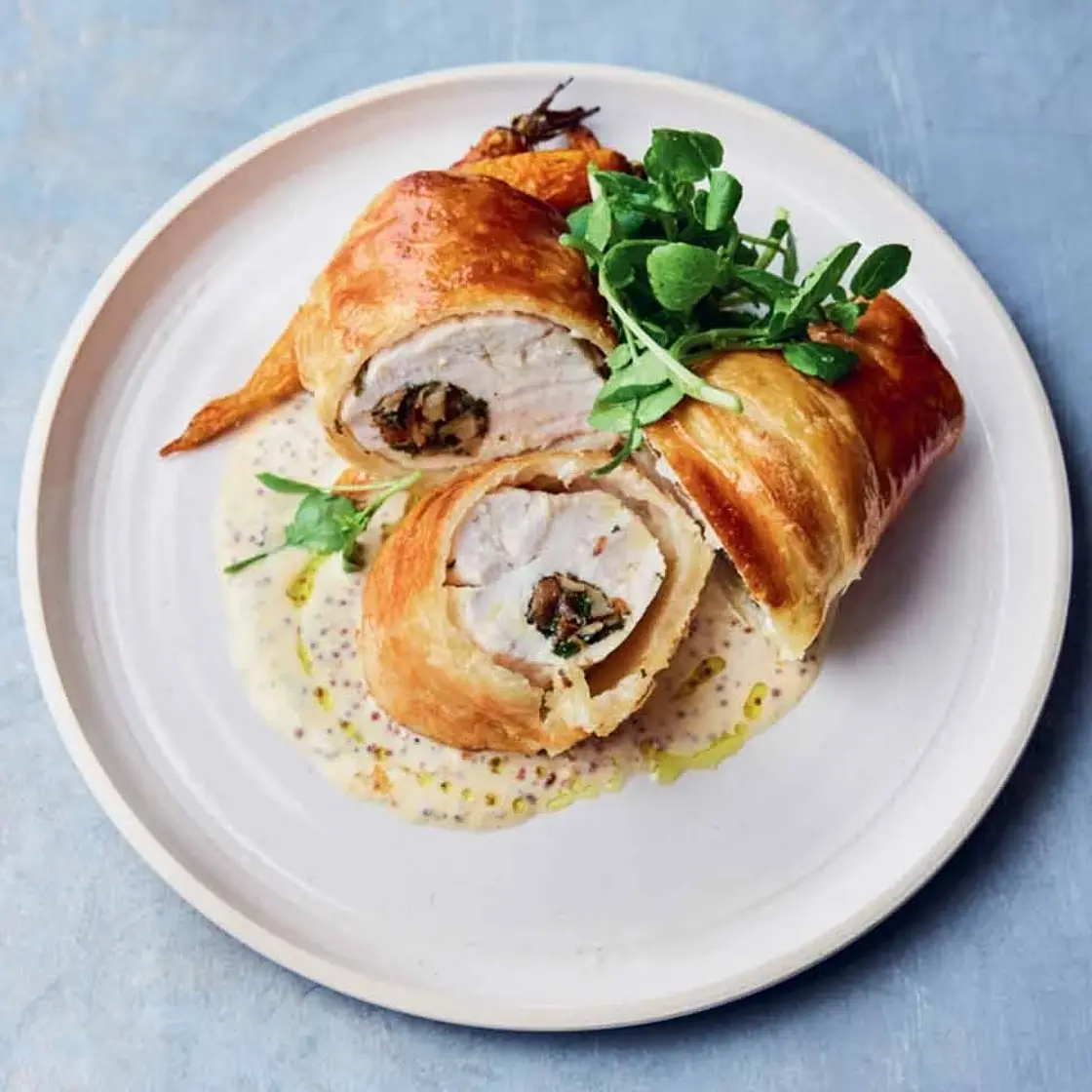 Chicken & mushroom pastry parcels